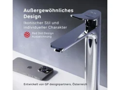 AM.PM Waschtischarmatur Hoch mit Klick-Ablaufgarnitur, Waschbecken Armatur, Mischbatterie FXA92200 X-Joy Chrom