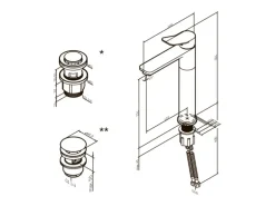 AM.PM Waschtischarmatur Hoch mit Klick-Ablaufgarnitur, Waschbecken Armatur, Mischbatterie FXA92200 X-Joy Chrom
