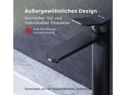 AM.PM Waschtischarmatur Hoch mit Klick-Ablaufgarnitur, Waschbecken Armatur, Mischbatterie FXA92222 X-Joy Schwarz