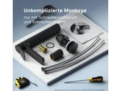 AM.PM Waschtischarmatur Hoch mit Klick-Ablaufgarnitur, Waschbecken Armatur, Mischbatterie FXA92222 X-Joy Schwarz