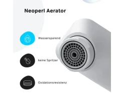 AM.PM Waschtischarmatur mit Klick-Ablaufgarnitur Hit M-Größe, Waschbecken Armatur, Mischbatterie FTA82233 Weiß