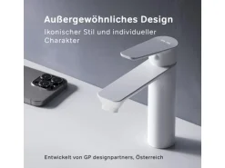 AM.PM Waschtischarmatur mit Klick-Ablaufgarnitur Hit M-Größe, Waschbecken Armatur, Mischbatterie FTA82233 Weiß