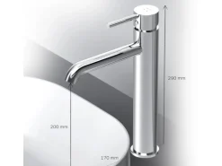 AM.PM Waschtischarmatur mit hohem Auslauf Spike Wasserhahn Bad aus Messing, Mischbatterie FPA92000 Chrom