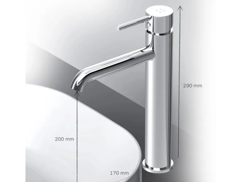 AM.PM Waschtischarmatur mit hohem Auslauf Spike Wasserhahn Bad aus Messing, Mischbatterie FPA92000 Chrom