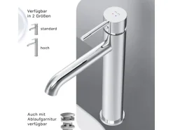 AM.PM Waschtischarmatur mit hohem Auslauf Spike Wasserhahn Bad aus Messing, Mischbatterie FPA92000 Chrom