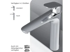 AM.PM Waschtischarmatur mit hohem Auslauf Like Wasserhahn Bad aus Messing, Mischbatterie FLA92000 Chrom