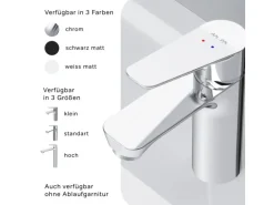 AM.PM Waschtischarmatur mit Klick-Ablaufgarnitur, Waschbecken Armatur, Mischbatterie FTA82100 Hit S-Größe Chrom