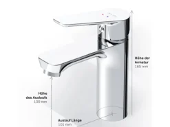 AM.PM Waschtischarmatur mit Klick-Ablaufgarnitur, Waschbecken Armatur, Mischbatterie FTA82100 Hit S-Größe Chrom