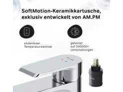 AM.PM Waschtischarmatur mit Klick-Ablaufgarnitur Flash Wasserhahn Bad, Waschbecken Armatur, Mischbatterie FNA82100 Chrom