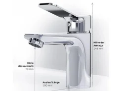 AM.PM Waschtischarmatur mit Klick-Ablauf, Waschbecken Armatur, Mischbatterie FXA82100 X-Joy Wasserhahn Bad Chrom