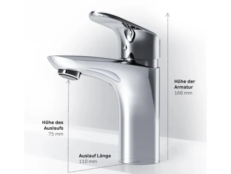 AM.PM Waschtischarmatur mit Klick-Ablaufgarnitur Like Wasserhahn Bad, Waschbecken Armatur, Mischbatterie FLA82100 Chrom