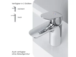 AM.PM Waschtischarmatur mit Klick-Ablaufgarnitur Like Wasserhahn Bad, Waschbecken Armatur, Mischbatterie FLA82100 Chrom