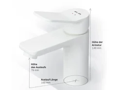 AM.PM Waschtischarmatur mit Klick-Ablaufgarnitur, Waschbecken Armatur, Mischbatterie FXA82133 X-Joy Wasserhahn Bad Weiß