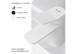 AM.PM Waschtischarmatur mit Klick-Ablaufgarnitur, Waschbecken Armatur, Mischbatterie FXA82133 X-Joy Wasserhahn Bad Weiß