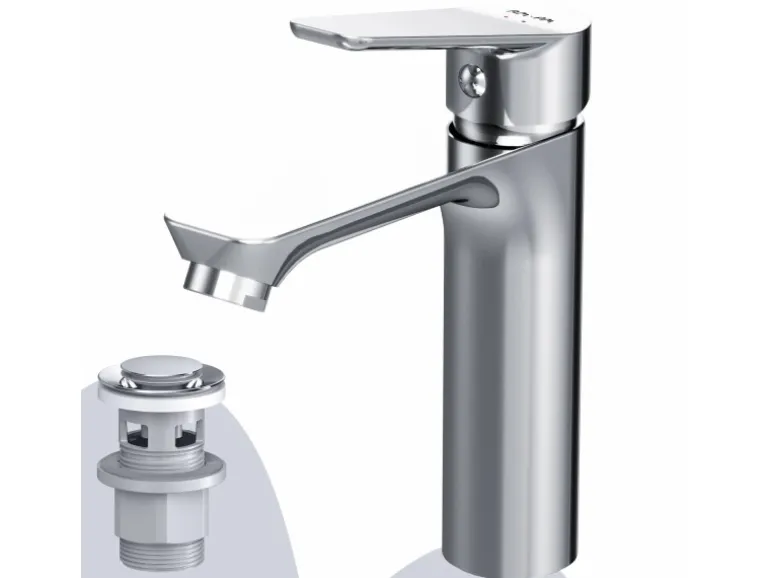 AM.PM Waschtischarmatur mit Klick-Ablaufgarnitur, Waschbecken Armatur, Mischbatterie FTA82200 Hit M-Größe Chrom