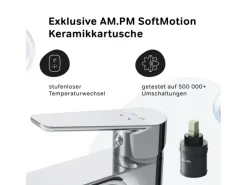 AM.PM Waschtischarmatur mit Klick-Ablaufgarnitur, Waschbecken Armatur, Mischbatterie FTA82200 Hit M-Größe Chrom