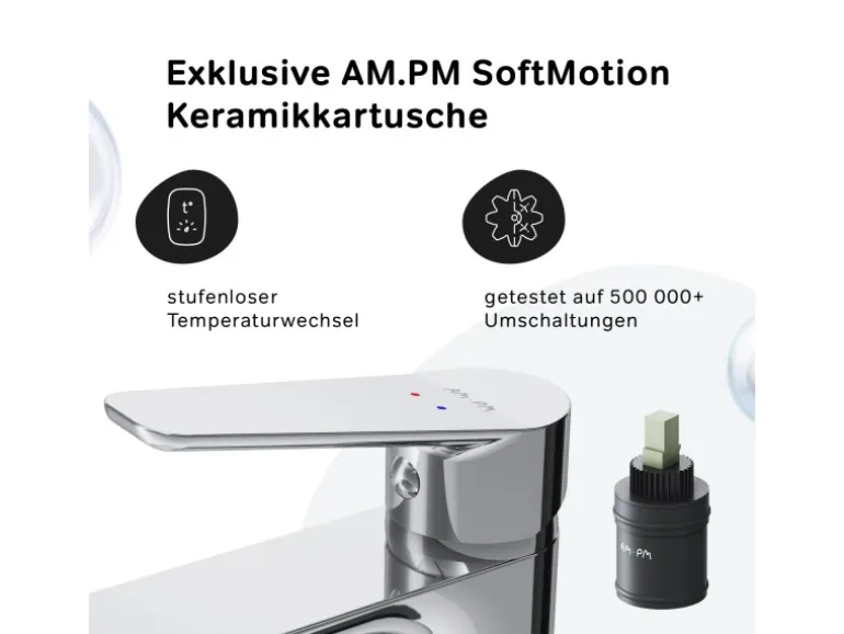 AM.PM Waschtischarmatur mit Klick-Ablaufgarnitur, Waschbecken Armatur, Mischbatterie FTA82200 Hit M-Größe Chrom