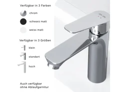 AM.PM Waschtischarmatur mit Klick-Ablaufgarnitur, Waschbecken Armatur, Mischbatterie FTA82200 Hit M-Größe Chrom