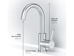 AM.PM Waschtischarmatur mit drehbarem Auslauf, Wasserhahn Bad, Mischbatterie FXB02700 X-Joy S  Chrom