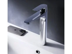 AM.PM Waschtischarmatur mit hohem Auslauf Gem Wasserhahn Bad aus Messing, Mischbatterie FGA92000 Chrom