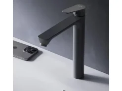 AM.PM Waschtischarmatur mit hohem Auslauf Hit Wasserhahn Bad aus Messing, Mischbatterie FTA92022 Schwarz