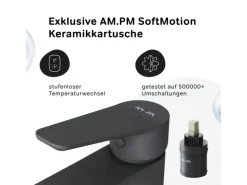 AM.PM Waschtischarmatur mit hohem Auslauf Hit Wasserhahn Bad aus Messing, Mischbatterie FTA92022 Schwarz