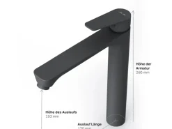 AM.PM Waschtischarmatur mit hohem Auslauf Hit Wasserhahn Bad aus Messing, Mischbatterie FTA92022 Schwarz
