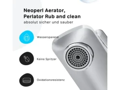 AM.PM Waschtischarmatur mit Klick-Ablaufgarnitur Gem Wasserhahn Bad, Mischbatterie FGA82100 Chrom