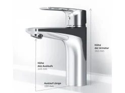 AM.PM Waschtischarmatur mit Klick-Ablaufgarnitur Gem Wasserhahn Bad, Mischbatterie FGA82100 Chrom