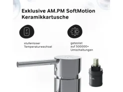 AM.PM Waschtischarmatur mit Klick-Ablaufgarnitur Spike Wasserhahn Bad, Mischbatterie FPA82100 Chrom