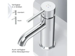 AM.PM Waschtischarmatur mit Klick-Ablaufgarnitur Spike Wasserhahn Bad, Mischbatterie FPA82100 Chrom