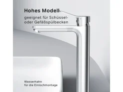 AM.PM Waschtischarmatur mit hohem Auslauf, Waschbecken Armatur, Mischbatterie FXA92000 X-Joy Wasserhahn Bad Chrom