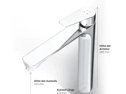 AM.PM Waschtischarmatur mit hohem Auslauf Hit Wasserhahn Bad aus Messing, Mischbatterie FTA92000 Chrom