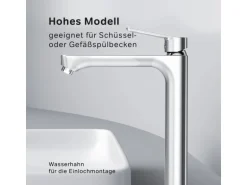 AM.PM Waschtischarmatur mit hohem Auslauf Hit Wasserhahn Bad aus Messing, Mischbatterie FTA92000 Chrom