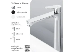 AM.PM Waschtischarmatur mit hohem Auslauf Hit Wasserhahn Bad aus Messing, Mischbatterie FTA92000 Chrom