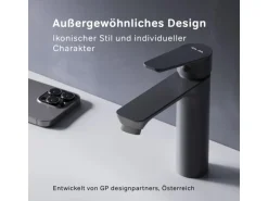 AM.PM Waschtischarmatur mit Klick-Ablaufgarnitur, Waschbecken Armatur, Mischbatterie FTA82222 Hit M-Größe Schwarz