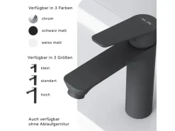 AM.PM Waschtischarmatur mit Klick-Ablaufgarnitur, Waschbecken Armatur, Mischbatterie FTA82222 Hit M-Größe Schwarz