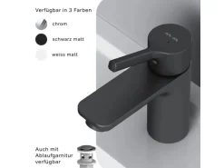 AM.PM Waschtischarmatur mit Klick-Ablauf, Wasserhahn, Waschbecken Armatur, Mischbatterie FXB82122 X-Joy S  Schwarz