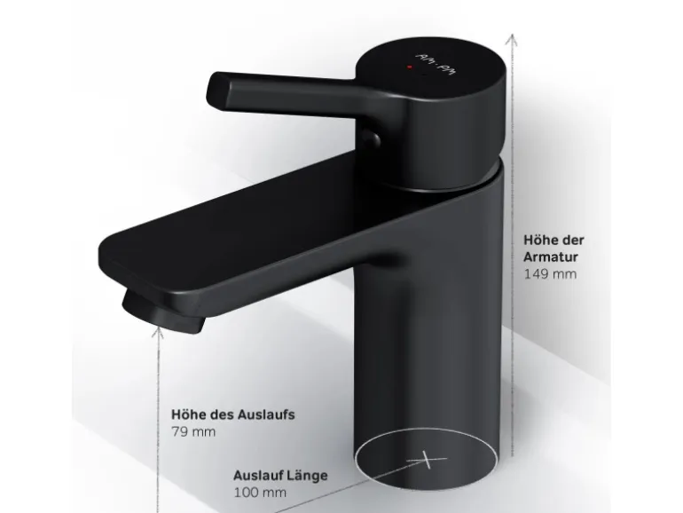 AM.PM Waschtischarmatur mit Klick-Ablauf, Wasserhahn, Waschbecken Armatur, Mischbatterie FXB82122 X-Joy S Schwarz