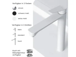 AM.PM Waschtischarmatur mit hohem Auslauf Hit Wasserhahn Bad aus Messing, Mischbatterie FTA92033 Weiß