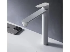 AM.PM Waschtischarmatur mit hohem Auslauf Hit Wasserhahn Bad aus Messing, Mischbatterie FTA92033 Weiß