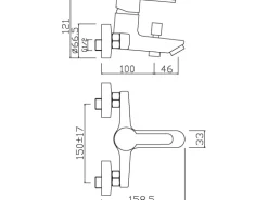 AquaSu Einhebelmischer-Wannenarmatur Jetmix Style Chrom