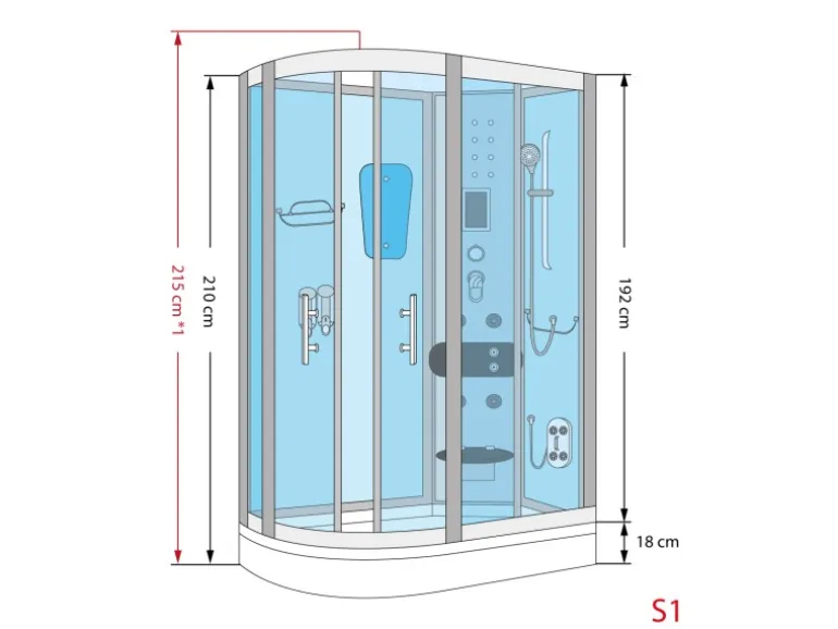 AquaVapore Duschkabine Komplettdusche Fertigdusche Dusche D60-73T0L-EC 120x80 cm