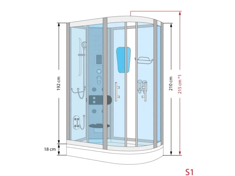 AquaVapore Duschkabine Komplettdusche Fertigdusche Dusche D60-70T0R 80x120 cm
