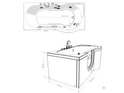 AquaVapore Seniorenwanne mit Tür Whirlpool S12-EH-WP-L Badewanne 170x85cm