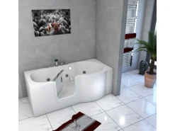 AquaVapore Seniorenwanne mit Tür Whirlpool S12-EH-WP-L Badewanne 170x85cm