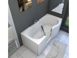 AquaVapore Seniorenwanne mit Tür Whirlpool S12-TH-AIR-L Badewanne 170x85cm
