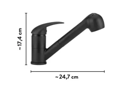 baliv Küchenarmatur mit Wasserspareinsatz & Geschirrbrause KI-1521 Schwarz Matt