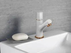 baliv Waschtischarmatur WT-270 Weiß-Gold