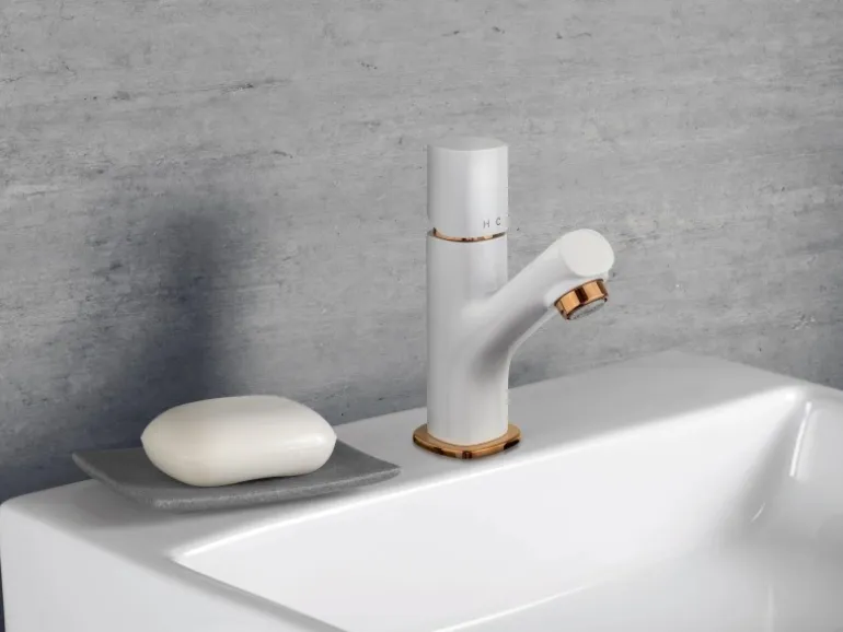 baliv Waschtischarmatur WT-270 Weiß-Gold